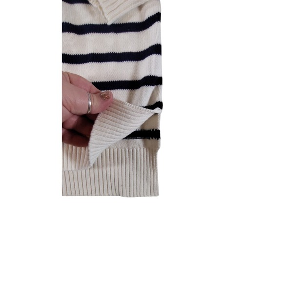 Appleseed's Petites Womens Nautical Sweater Lace up front Knit Striped Size PM - Picture 6 of 9